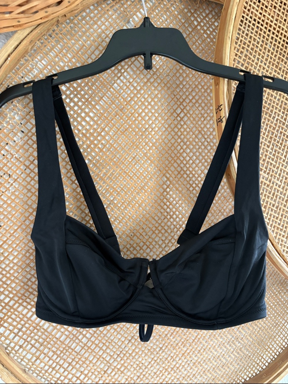 Victorias Secret Black Underwire lace up Bustier Bikini Top size 34 D
